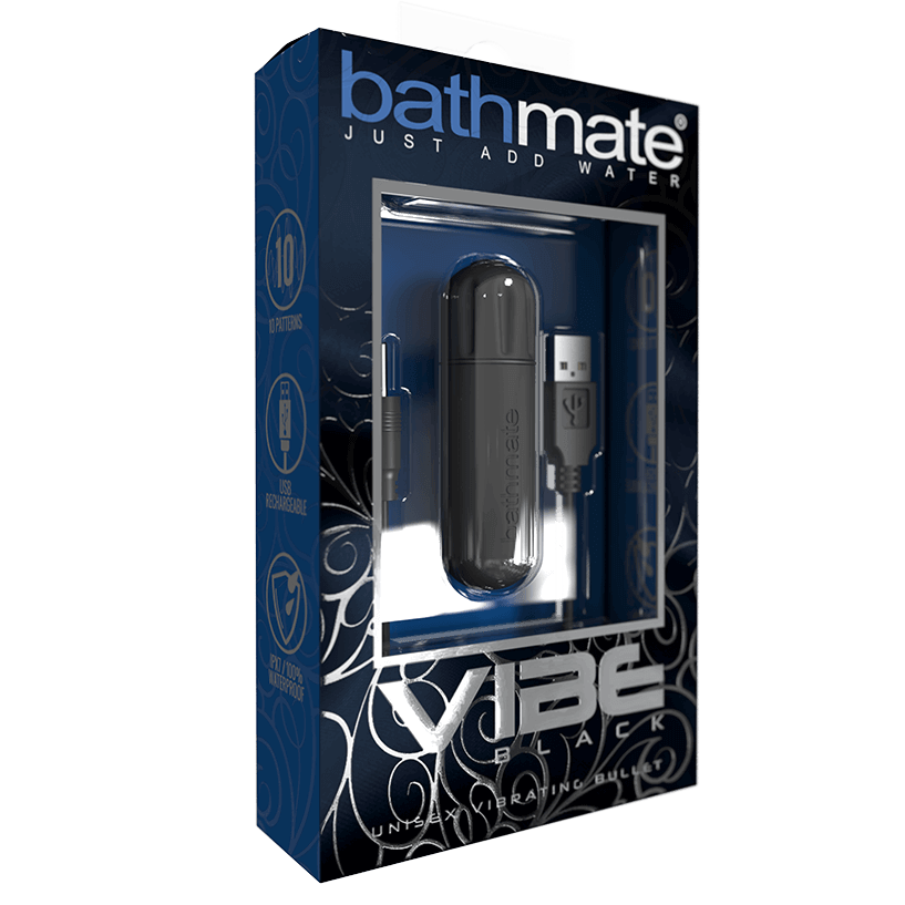 Bathmate Vibe packaged bullet vibrator with USB charger for targeted stimulation.
